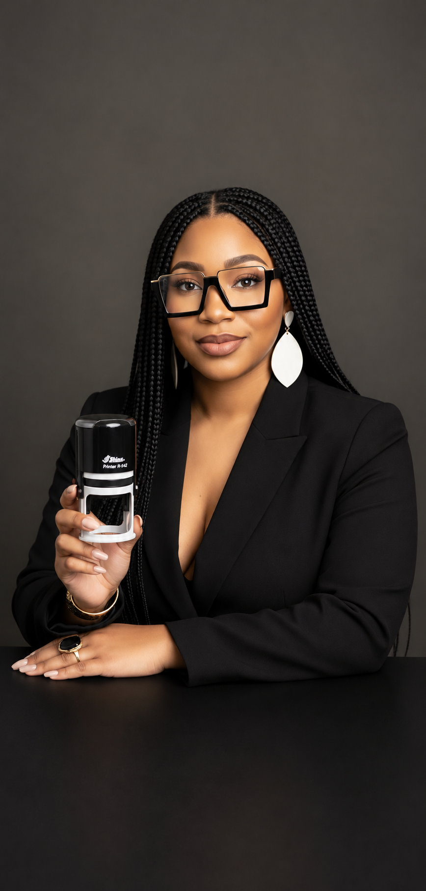Shernavia Jefferson holding a notary seal
