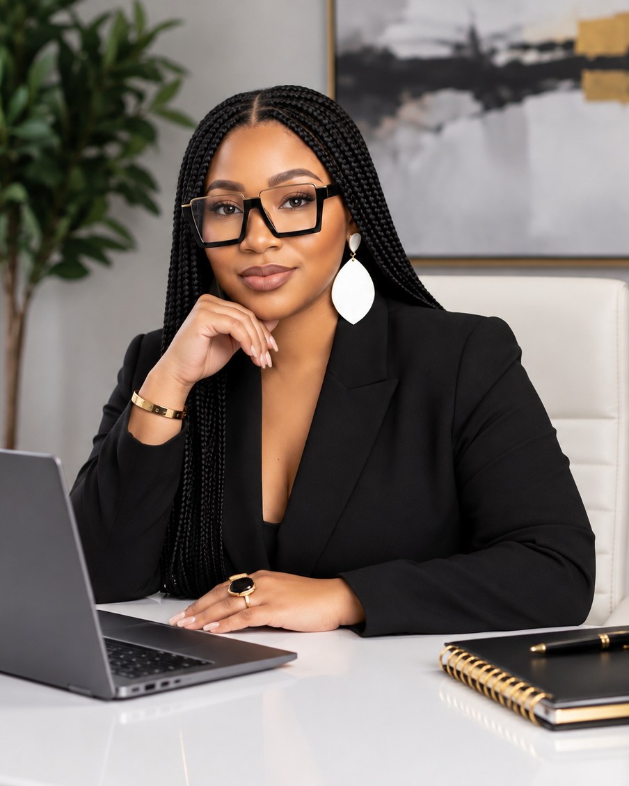 Shernavia Jefferson seated at her desk